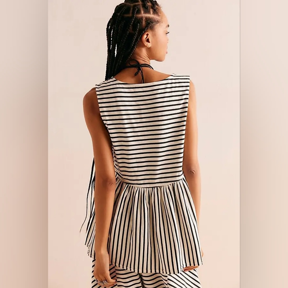 Free People Beach Julie Striped Tunic - Ivory Combo NWOT - Picture 2 of 3